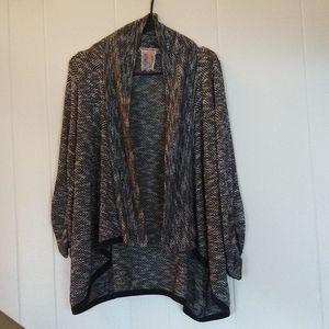 Black and white open front cardigan, Mauve brand, size large